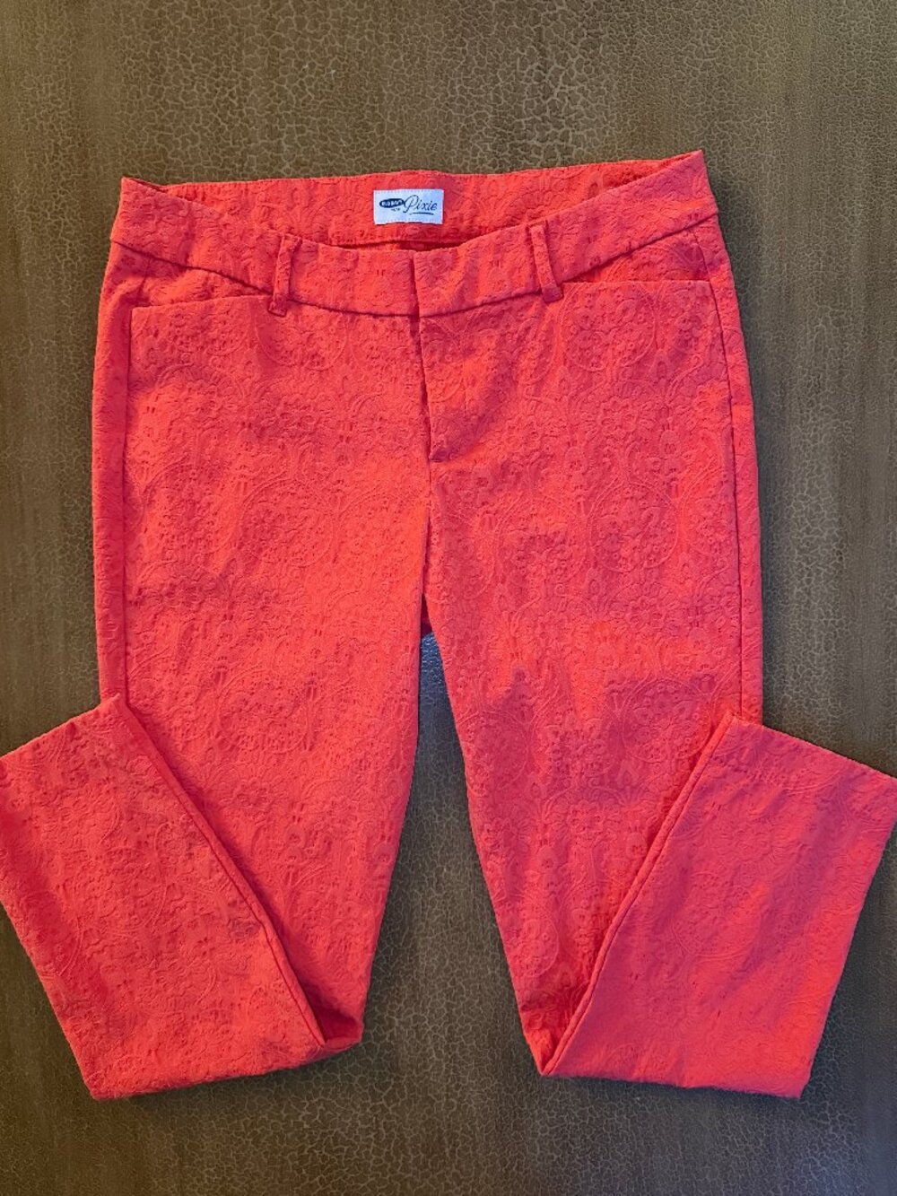 Orange Embossed Patterned Dress Pants - Old Navy Pixie Size 10